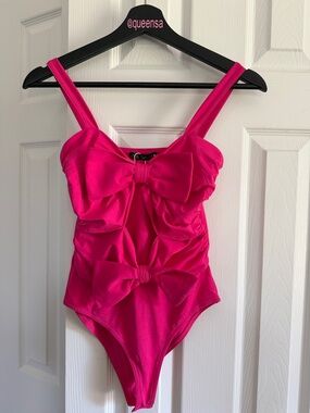 Zara Hot Pink Bow Front Bodysuit